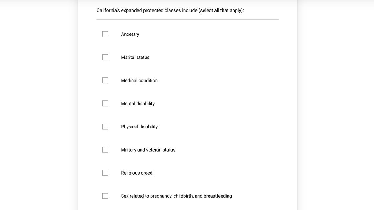 California Final Exam